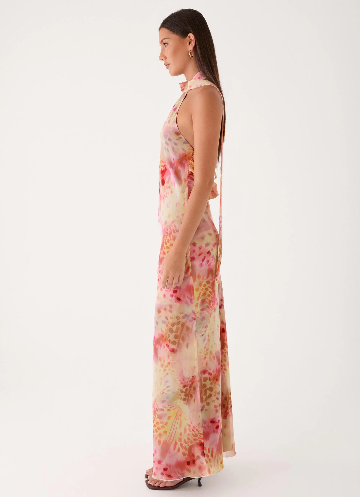 Keena Chiffon Scarf Maxi Dress - Botanic Cheetah