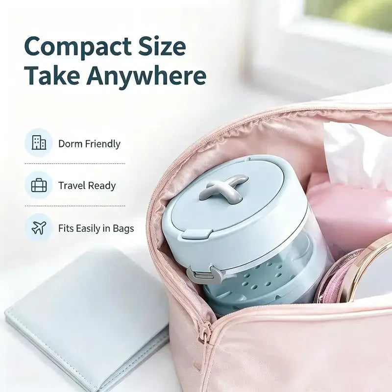 Retainer Cleaner Case Box - Lightweight Portable Travel-Safe Bathroom Storage Container with Drain Tray, Mirror, Brush for Daily Cleansing & Soak Then Drain Function