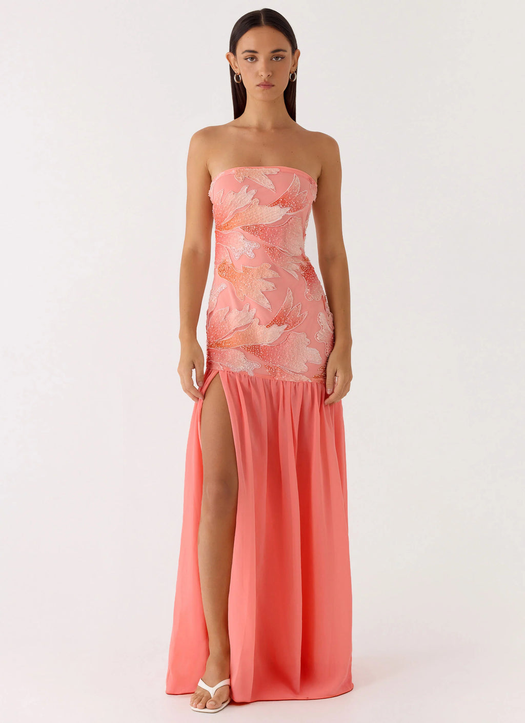 Allana Beaded Maxi Dress - Papaya