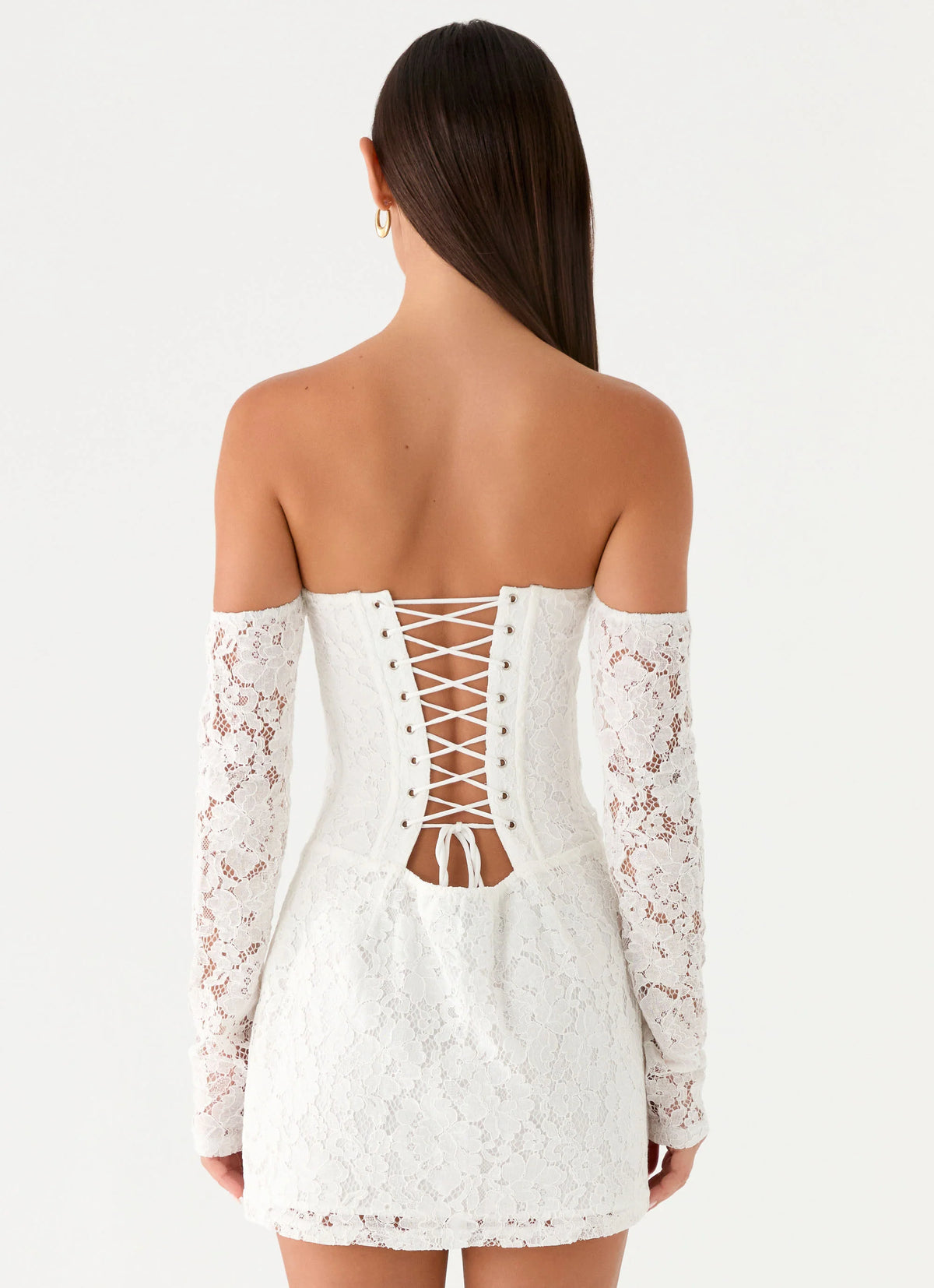 Already Know Lace Long Sleeve Mini Dress - White