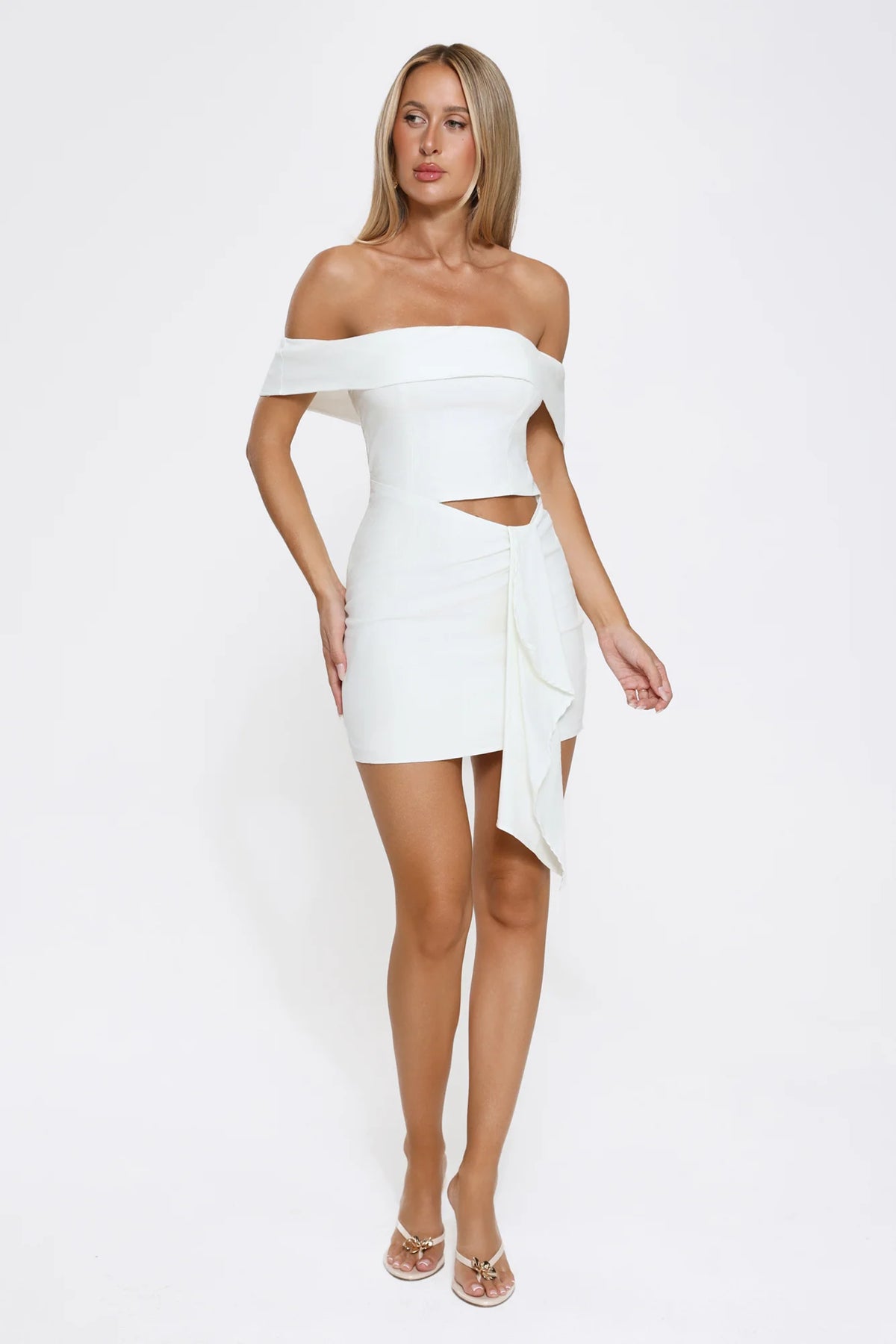 Secret Affair Off Shoulder Mini Dress White